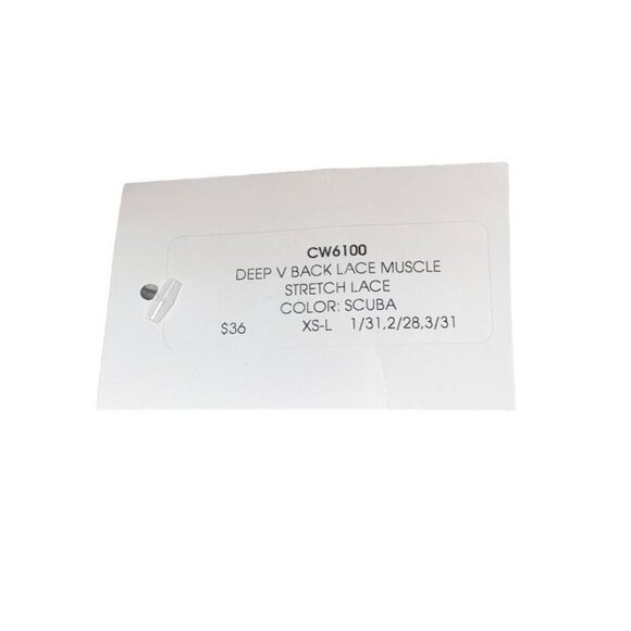 NWT Chaser Womens Navy Blue Lace Open Back Tank Top No Size - Picture 6 of 6